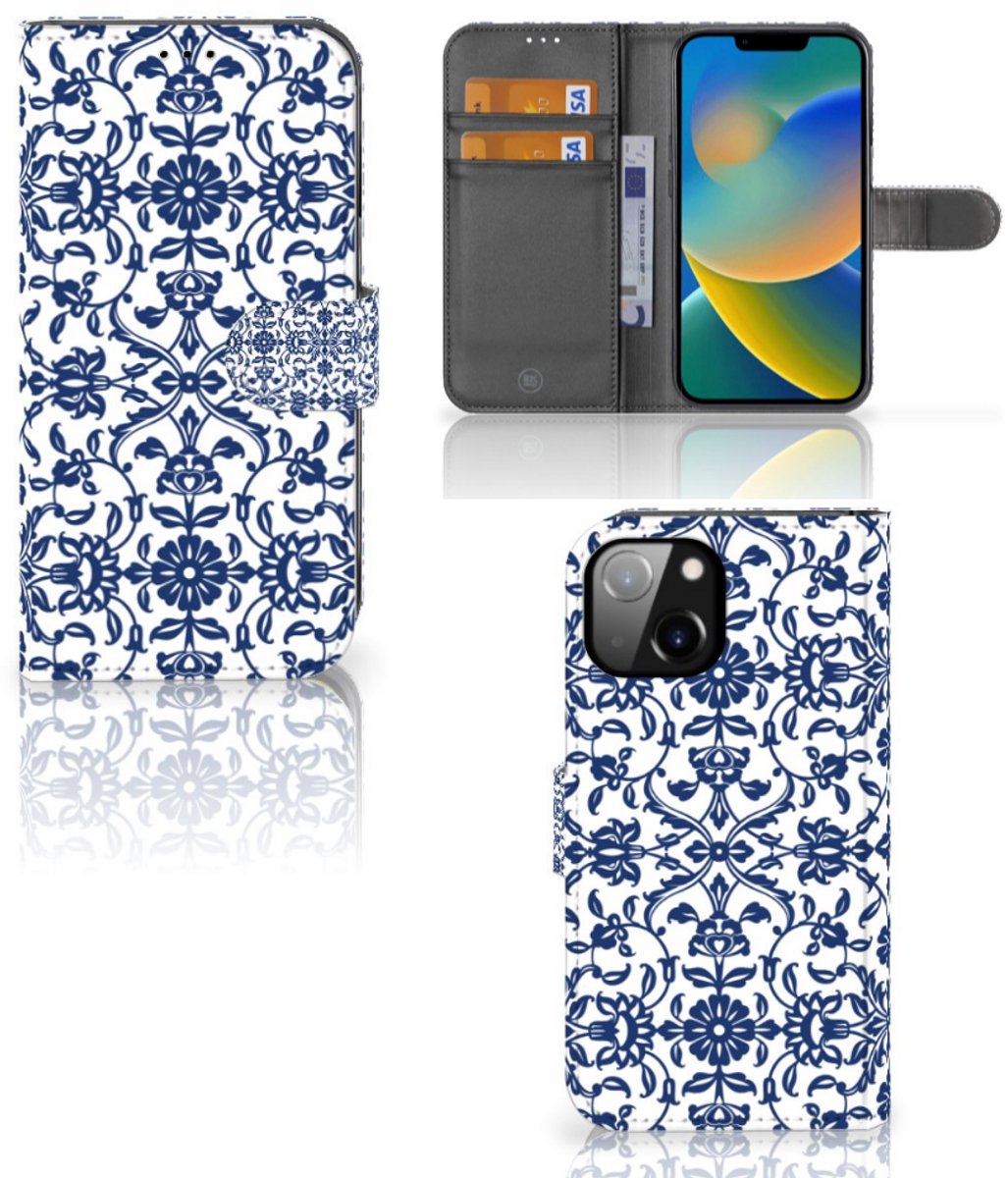 Apple iPhone 14 Hoesje Flower Blue