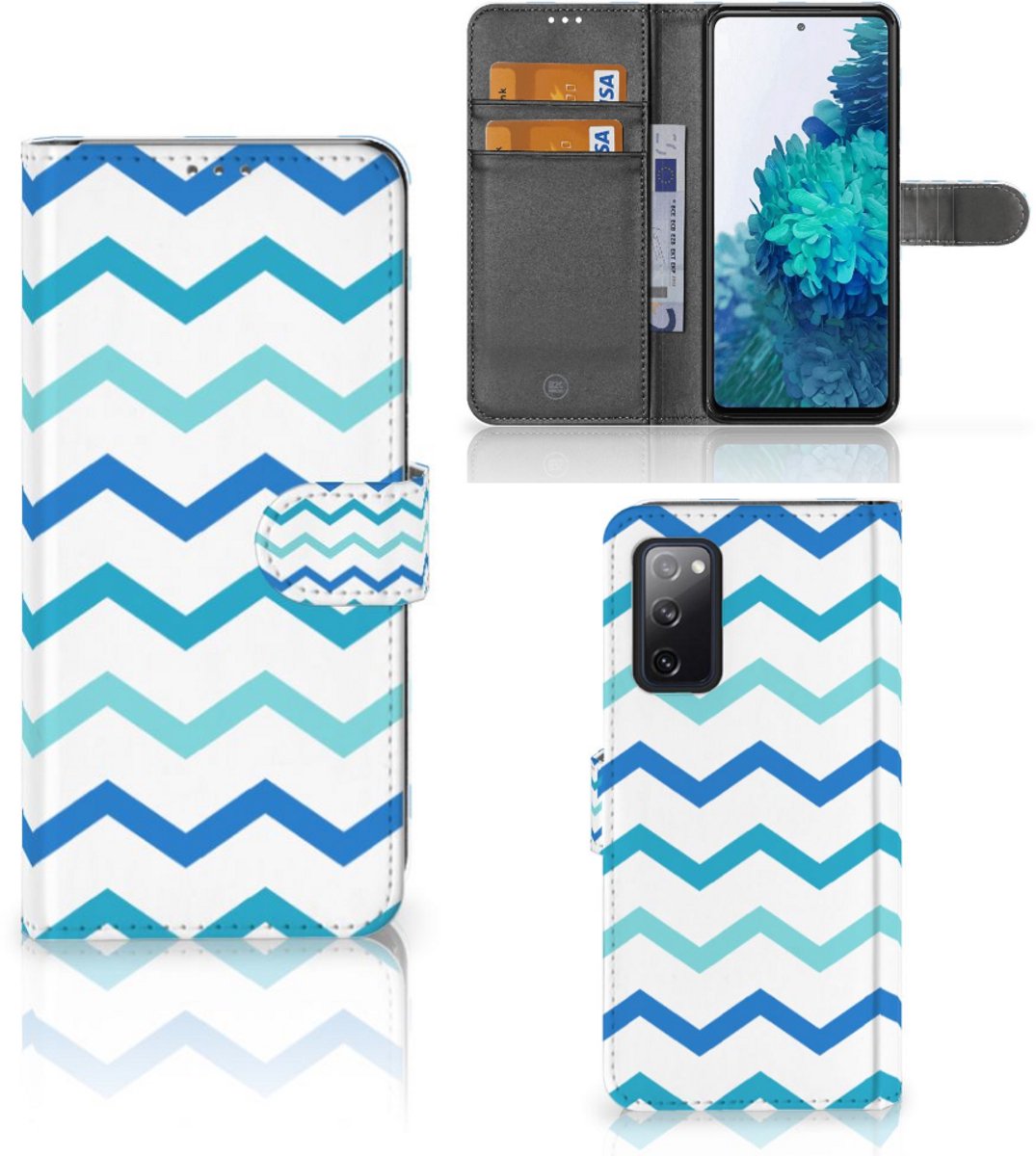 Samsung Galaxy S20 FE Telefoon Hoesje Zigzag Blauw