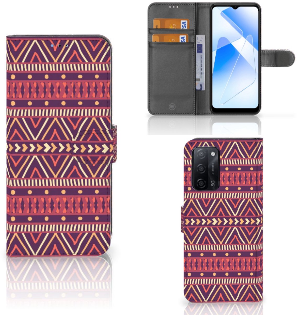 OPPO A16/A16s/A54s Telefoon Hoesje Aztec Paars