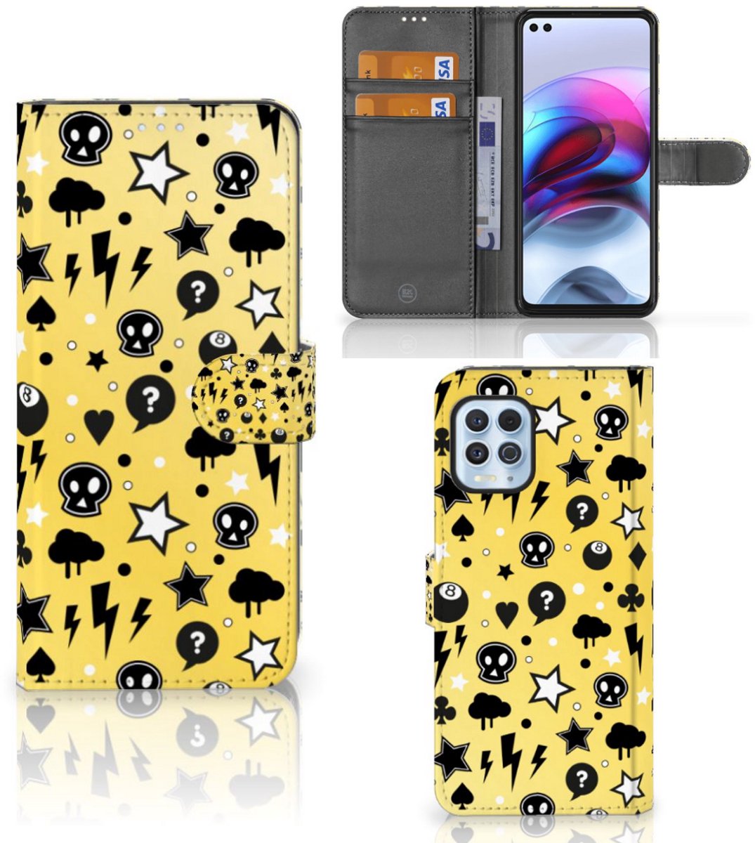 Telefoonhoesje met Naam Motorola Moto G100 Punk Geel