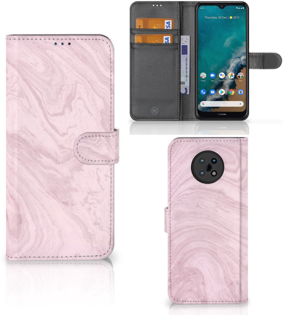 Nokia G50 Bookcase Marble Pink - Origineel Cadeau Vriendin