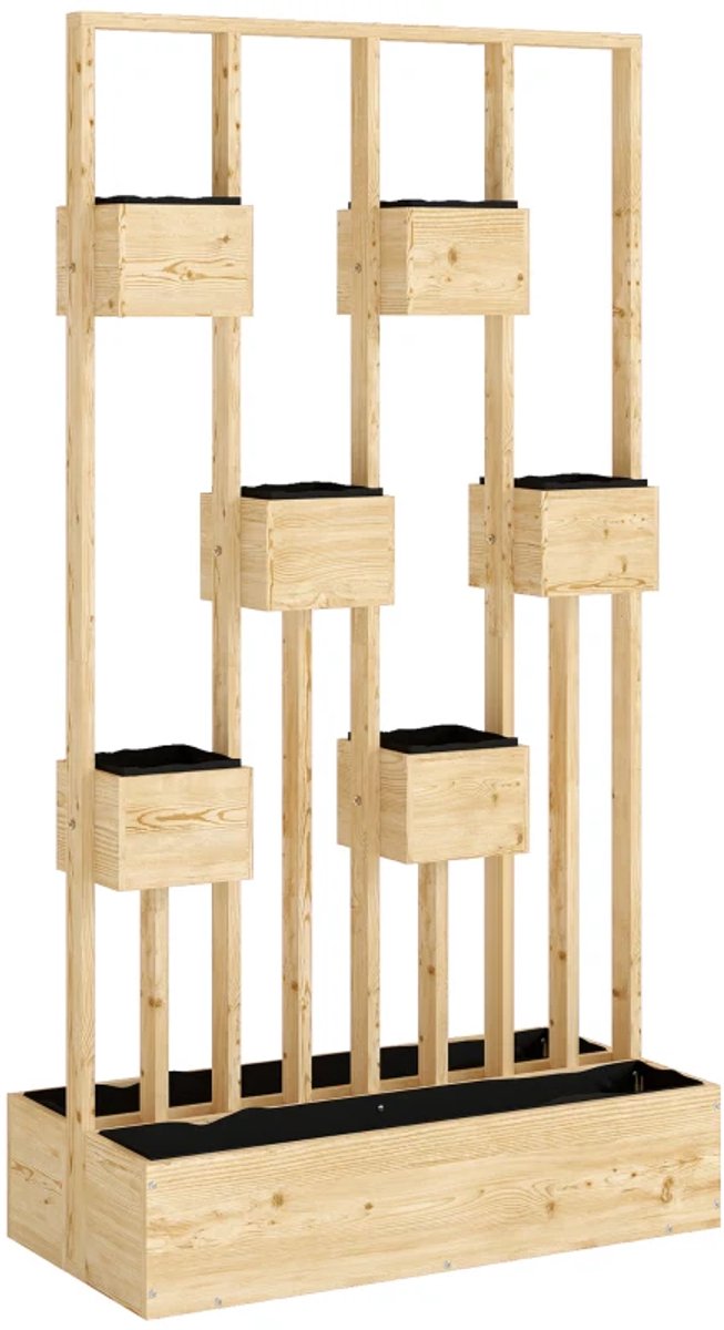 Plantenbak met Klimrek - Plantenbakcombinatie - Modulair Ontwerp - Bloembak - Tuinrek - Tuinbed - Plantenrek - Perfect voor Bloemen en Klimplanten – voor Tuin, Terras & Balkon - Natuurlijk Hout - 90 x 45 x 170 cm