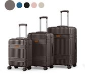 SKYCASES Kofferset - Classic Heritage – 3 Delig – Handbagage & Check-in Koffers – 36L/63L/100L – TSA Slot – 360° geruisloze wielen – Lichtgewicht – Trolley – Bruin