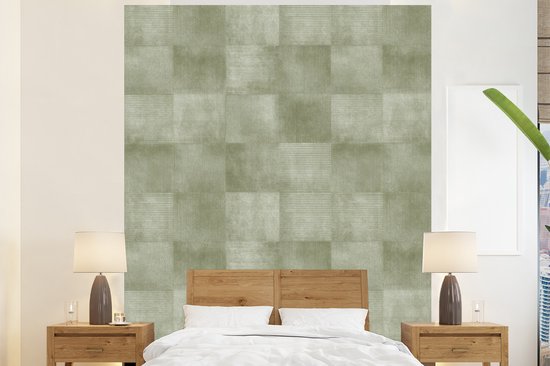Behang - Fotobehang Vlakken - Rustiek - Groen - Breedte 225 cm x hoogte 280 cm