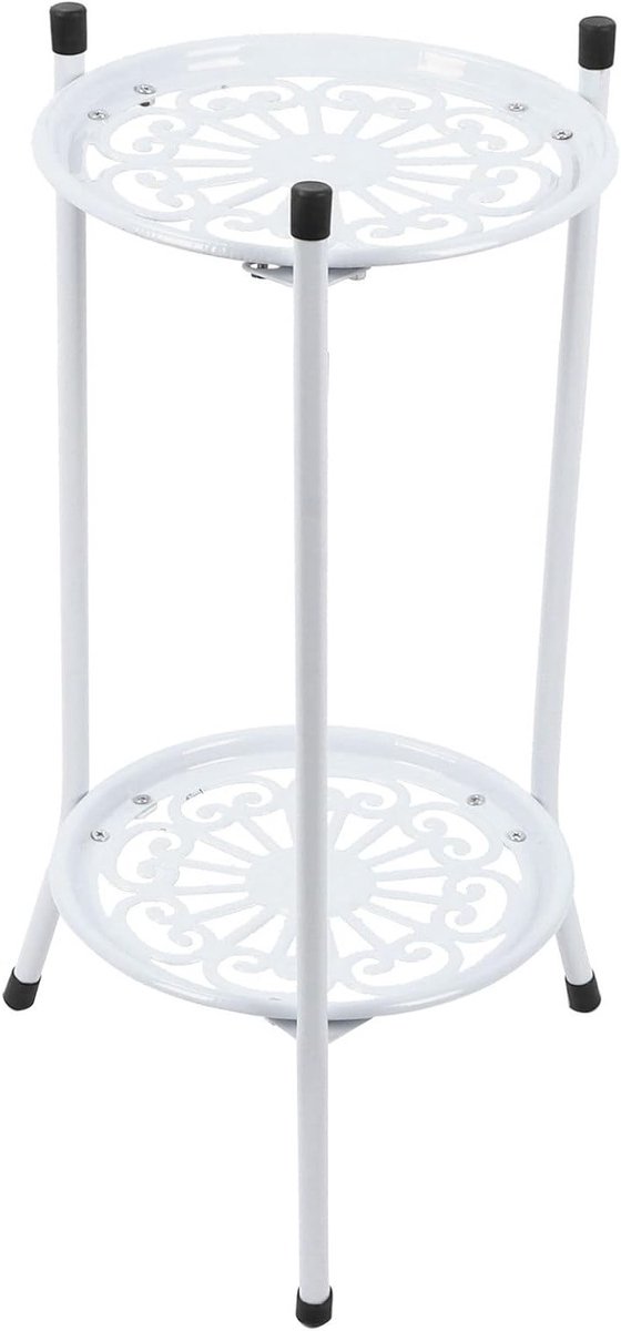 Potstand voor Binnen en Buiten, 2-Laags Bloemenrek voor Woonkamer, Balkon en Tuinaccessoires (Wit)