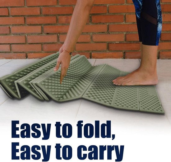 Schuimmat Opvouwbaar - Fitnessmat Yogamat - Outdoor Activiteiten - Eiercel Vorm - 192 x 56 cm - Leger Groen — afbeelding 3