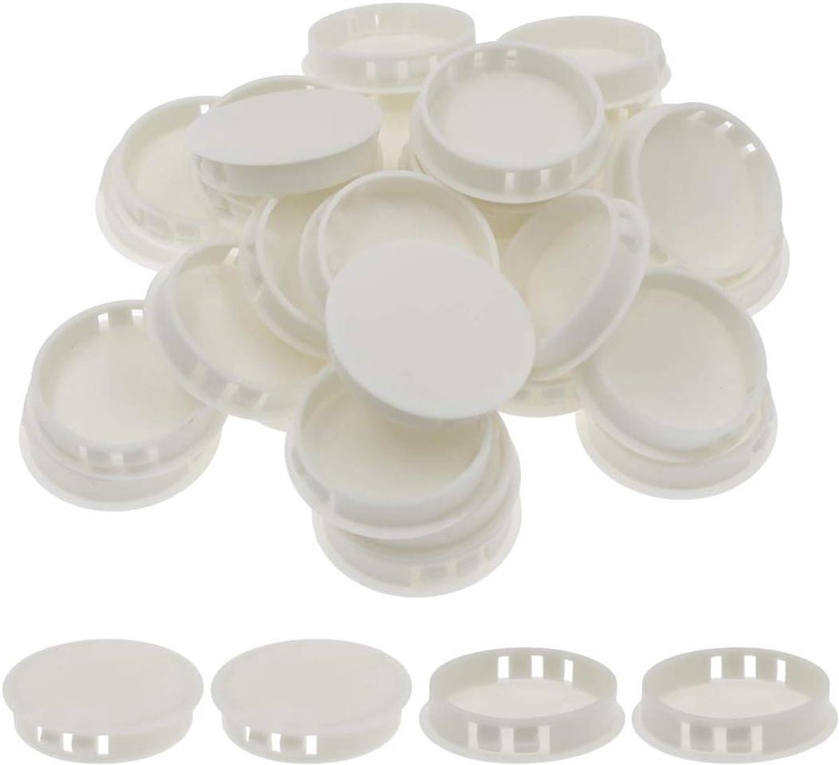 Gatpluggen Kunststof - Afsluitpluggen Rond - Gaten Afdekken - Flush Type Snap In - 50 mm - Wit
