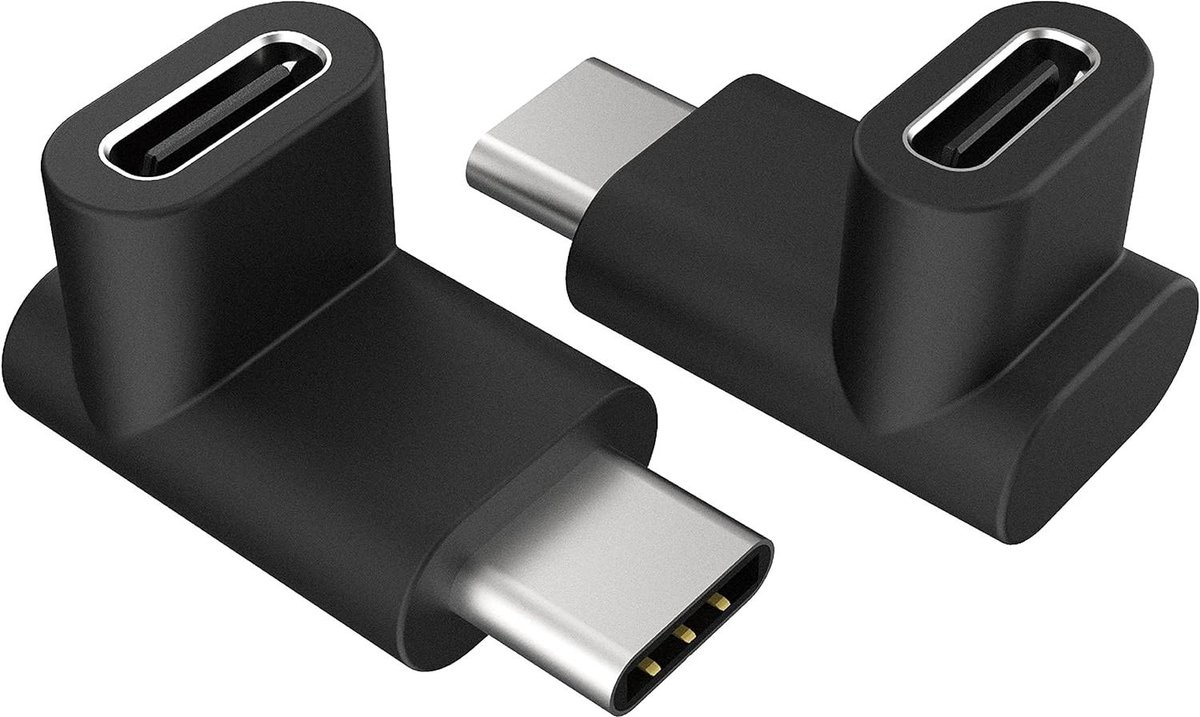 USB C Adapter - Haakse Adapter - Kabelbeheer - 90 Graden Hoek - 10 Gbps - Zwart