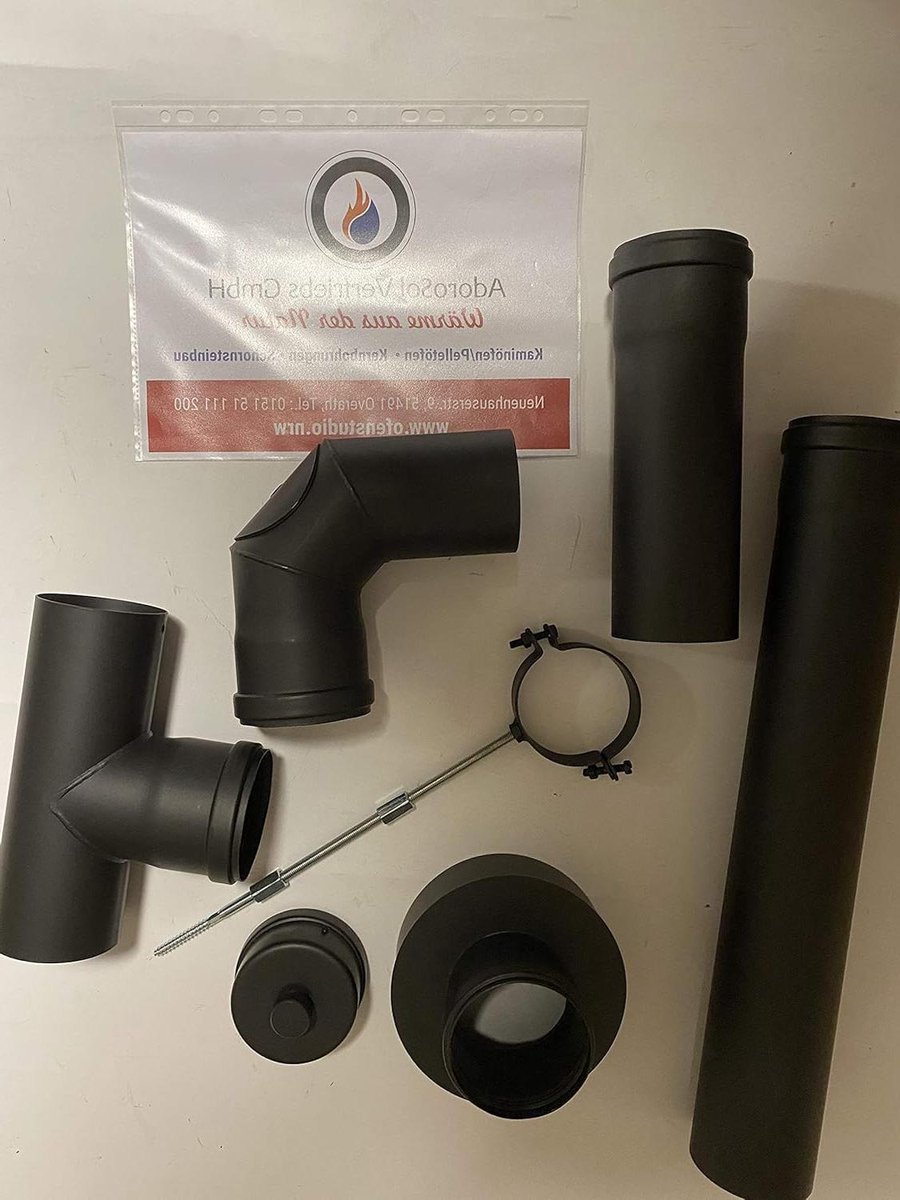 Pelletkachel Rookpijp Set - Afvoerbuis Pelletkachel - Verwarmen met Pellets - Hittebestendige Senotherm Coating - 80 mm Diameter - Zwart
