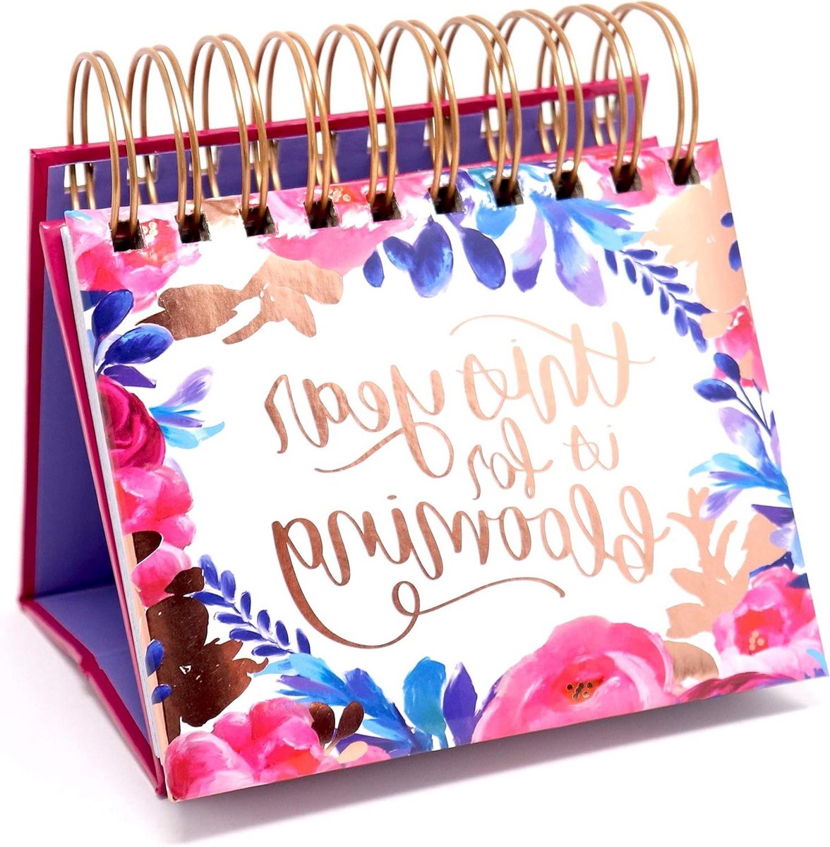 Bureaukalender Ezel - Ongedateerde Kalender Flipkalender - Dagelijkse Motivatie - Handgeschreven Citaat - 5.25 x 5.5 inch - Bloemen