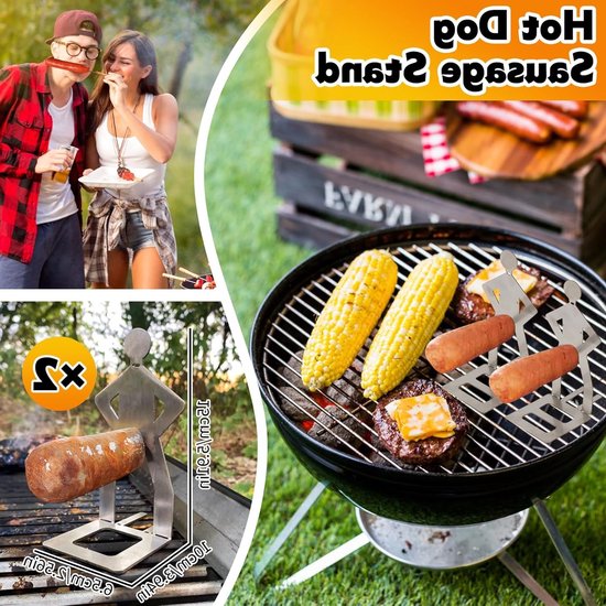 Leuke RVS Barbecue Worst Rekken - Grappige BBQ Vork voor Kamperen, Buiten Picknicks en Tuinfeesten, Perfecte Cadeaus voor Mannen — afbeelding 3