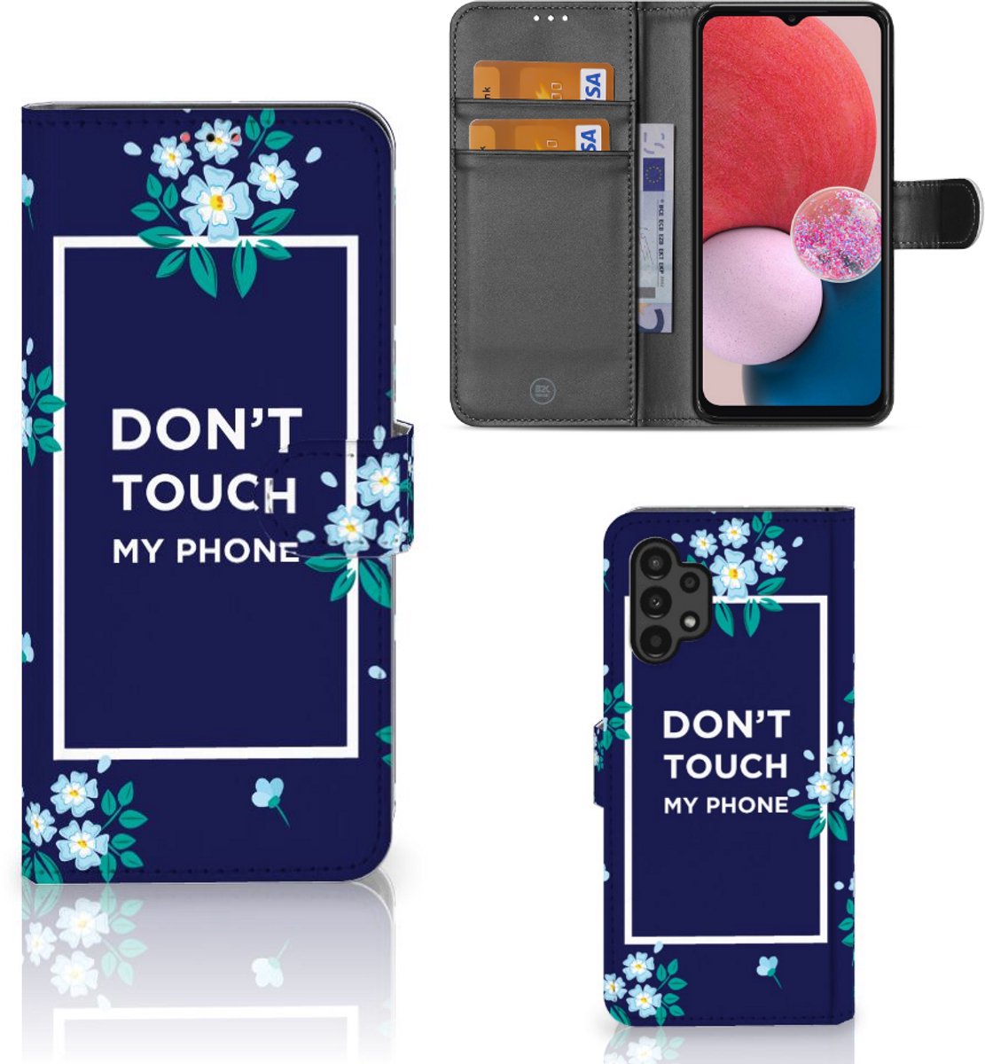 Samsung Galaxy A13 (4G) Portemonnee Hoesje Flowers Blue DTMP