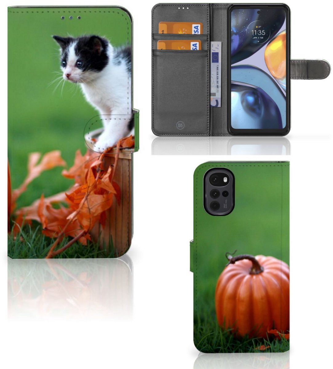 Book Case voor Motorola Moto G22 Telefoonhoesje met Pasjes Kitten