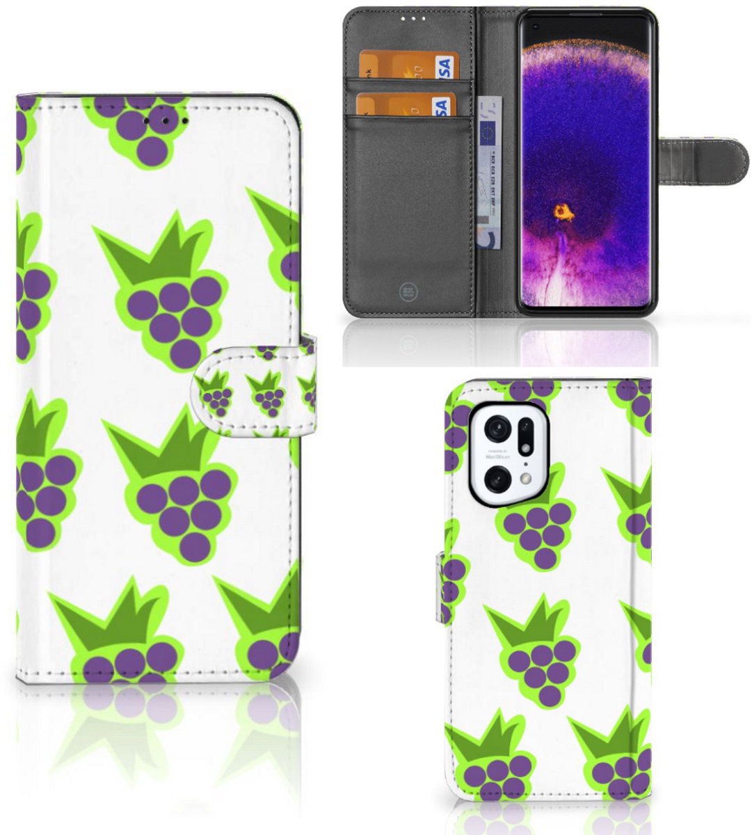 OPPO Find X5 Pro Book Cover Druiven