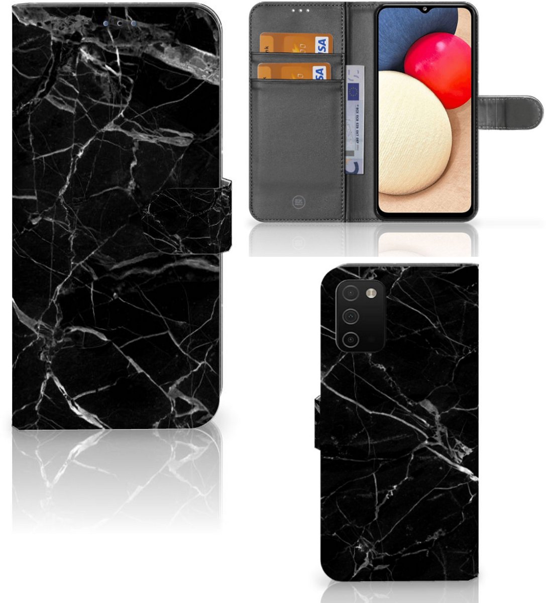 Samsung Galaxy A03s Bookcase Marmer Zwart - Origineel Cadeau Vader