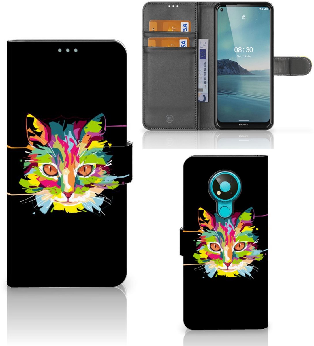 Nokia 3.4 Leuk Hoesje Cat Color