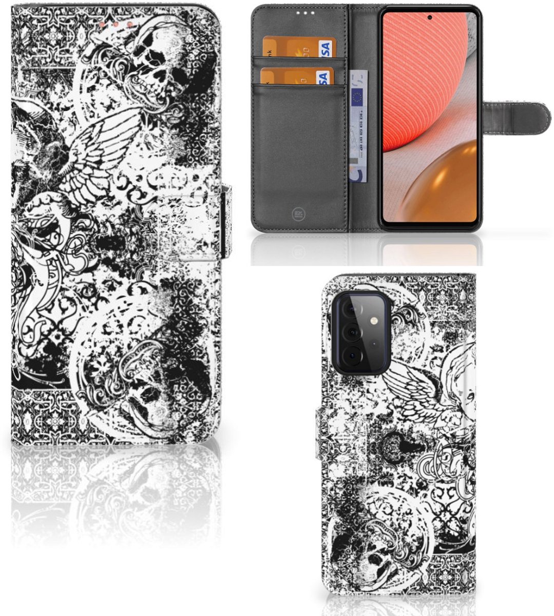 Telefoonhoesje met Naam Samsung Galaxy A72 Skulls Angel