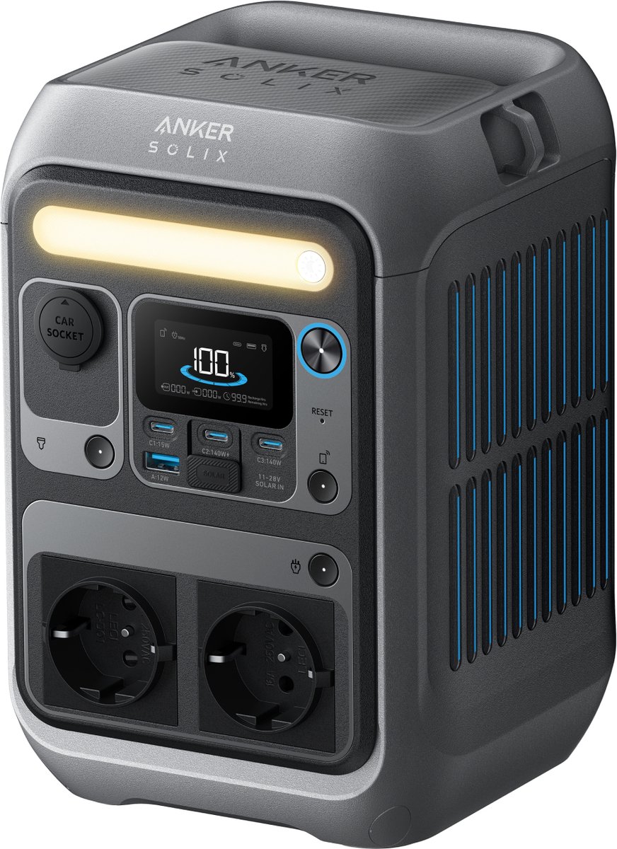 Anker SOLIX C300 Portable Power Station - Voor buiten - 288 Wh LiFePO4 - Accu - 300W (piek: 600W) zonnegenerator - 140W snelladen in 2 richtingen - Voor kamperen/reizen/noodgevallen (zonnepaneel optioneel)