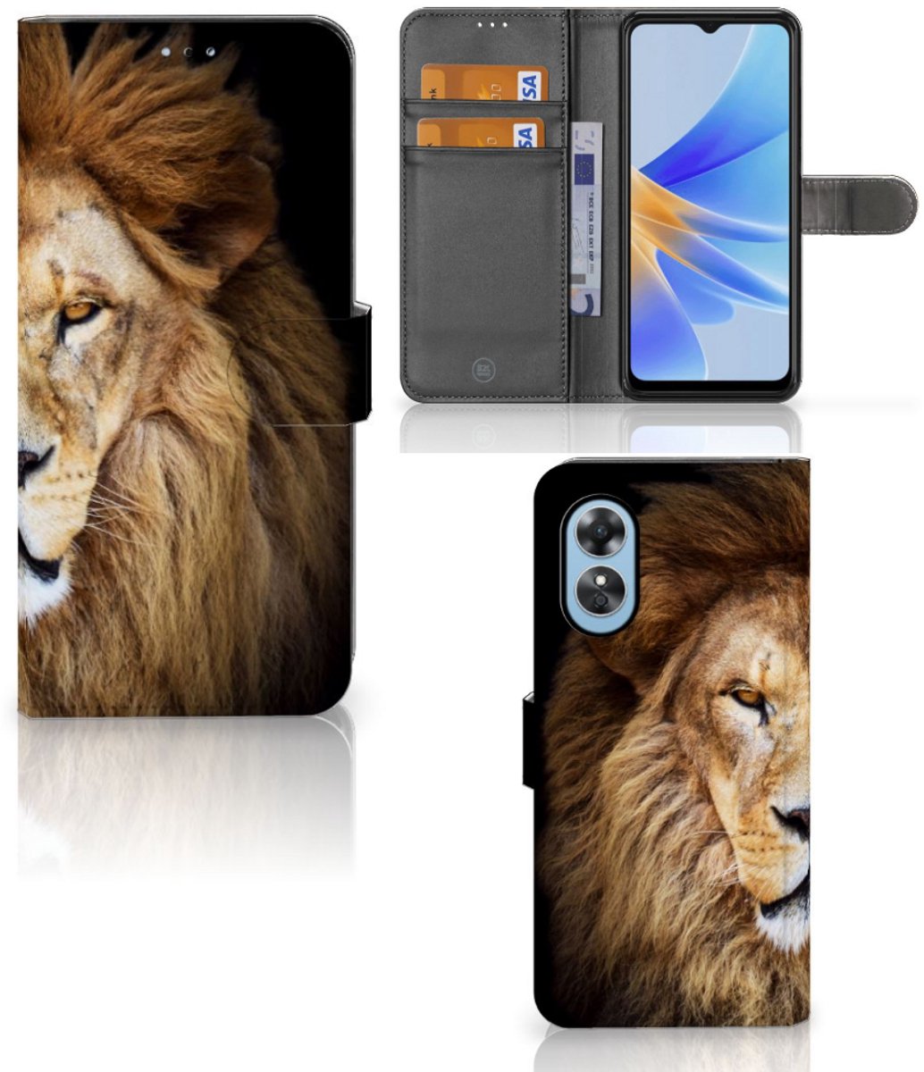 OPPO A17 Telefoonhoesje met Pasjes Leeuw