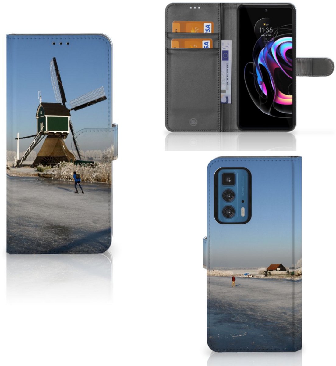 Boekhoesje voor Motorola Edge 20 Pro Flip Cover Schaatsers