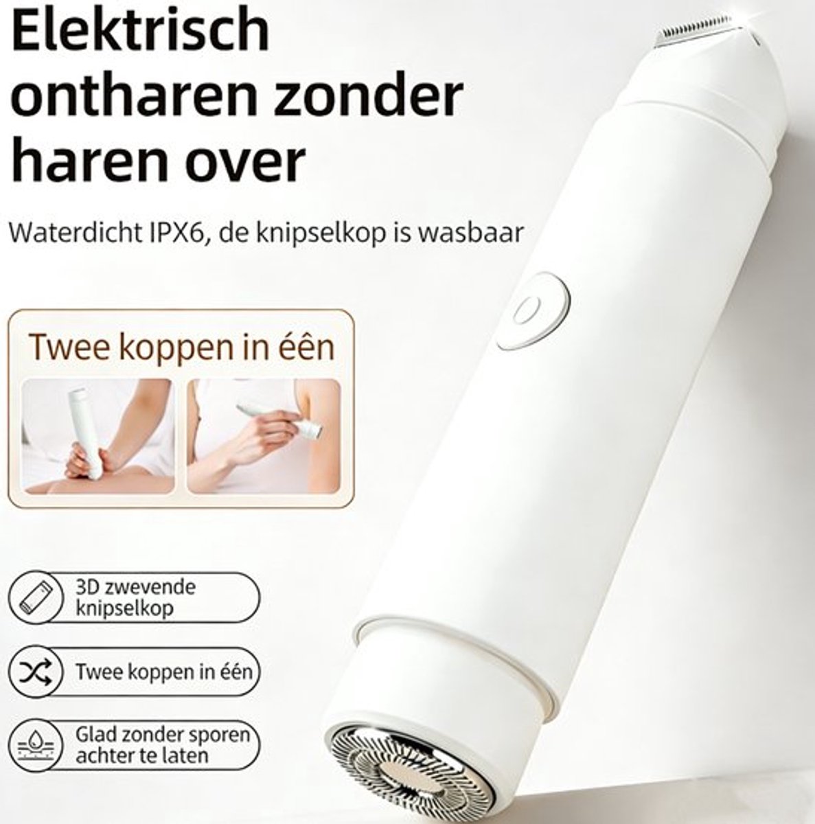 2-in-1 elektrische scheerapparaten voor vrouwen - IPX6 - Ontharing voor gezicht oksels schaamhaar en benen - Wit - Oplaadbare 2-in-1 Elektrische Bikinitrimmer Voor Vrouwen - Epilator - Scheerapparaat Vrouw - Gezicht Trimmer - Bikinitrimmer