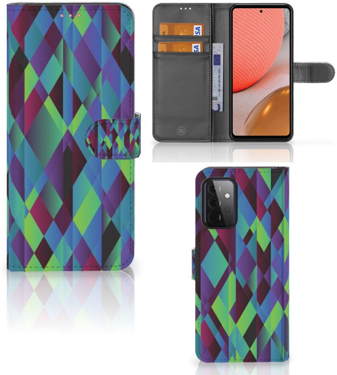 Samsung Galaxy A72 Book Case Abstract Green Blue