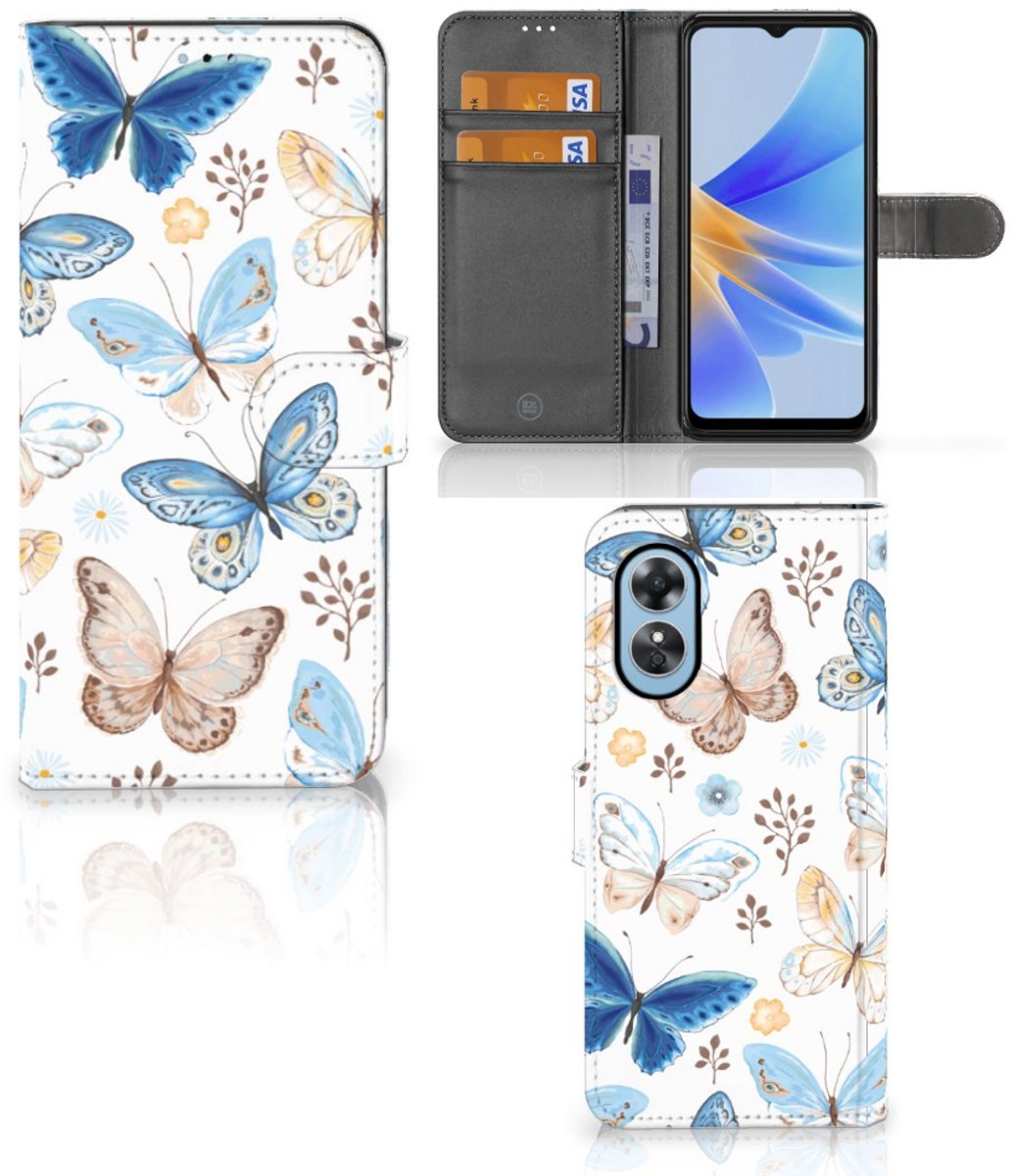 Telefoonhoesje met Pasjes voor OPPO A17 Vlinder