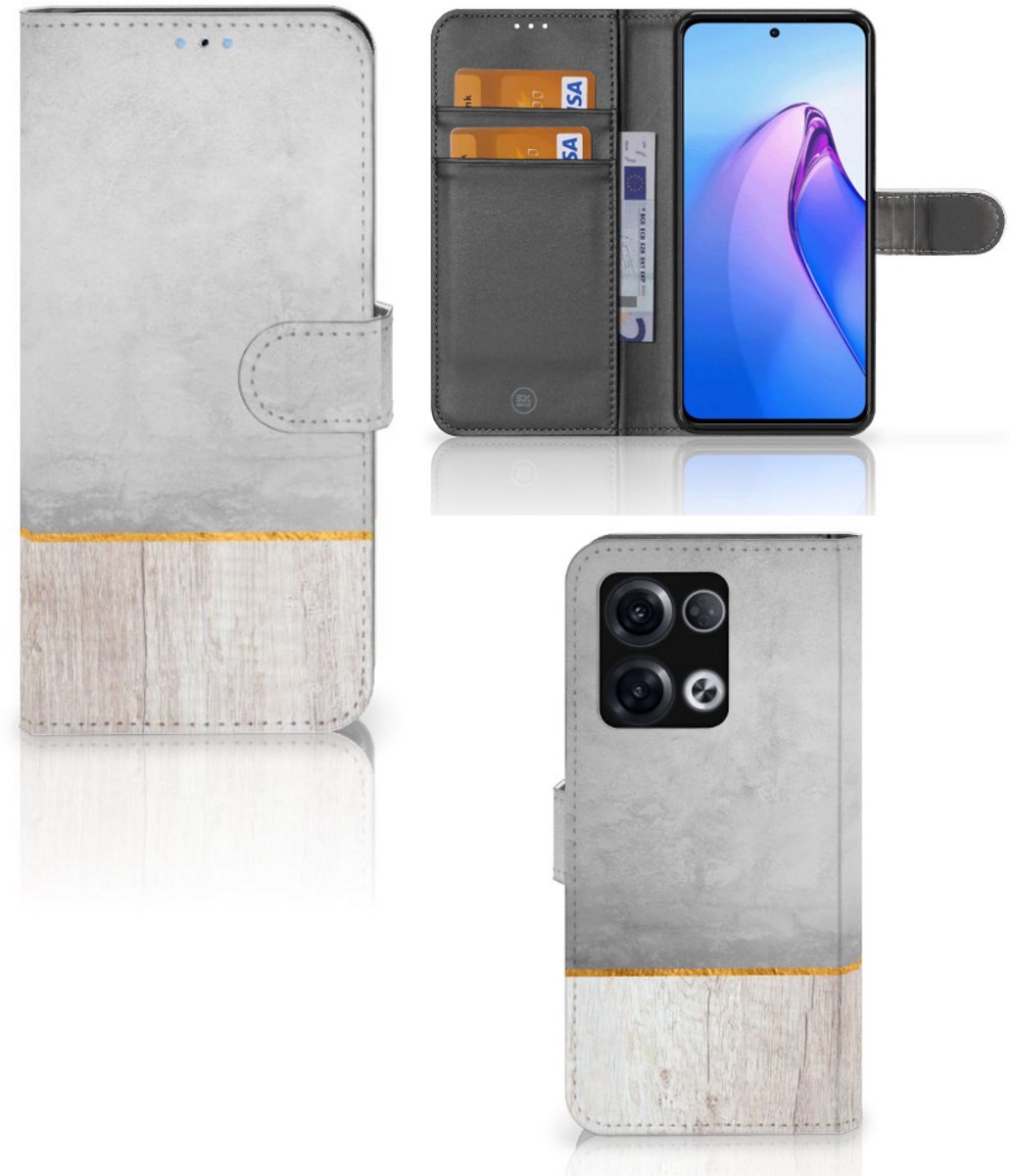OPPO Reno8 Pro Book Style Case Wood Concrete
