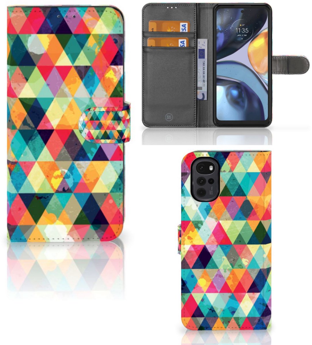 Motorola Moto G22 Telefoon Hoesje Geruit