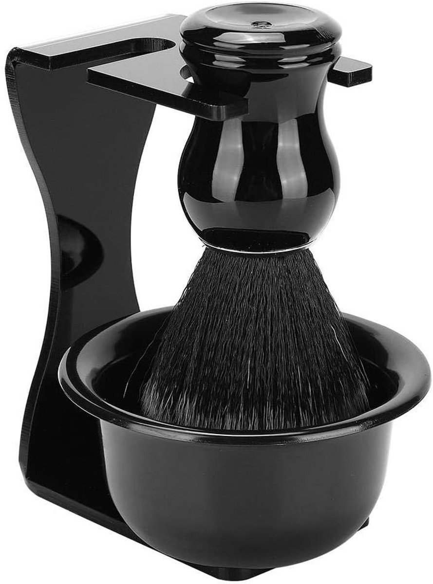 Complete Scheerkwast Set met Houder en Kom - 3-in-1 Scheeraccessoires voor Mannen, Perfect voor Thuis en Barbershop Gebruik