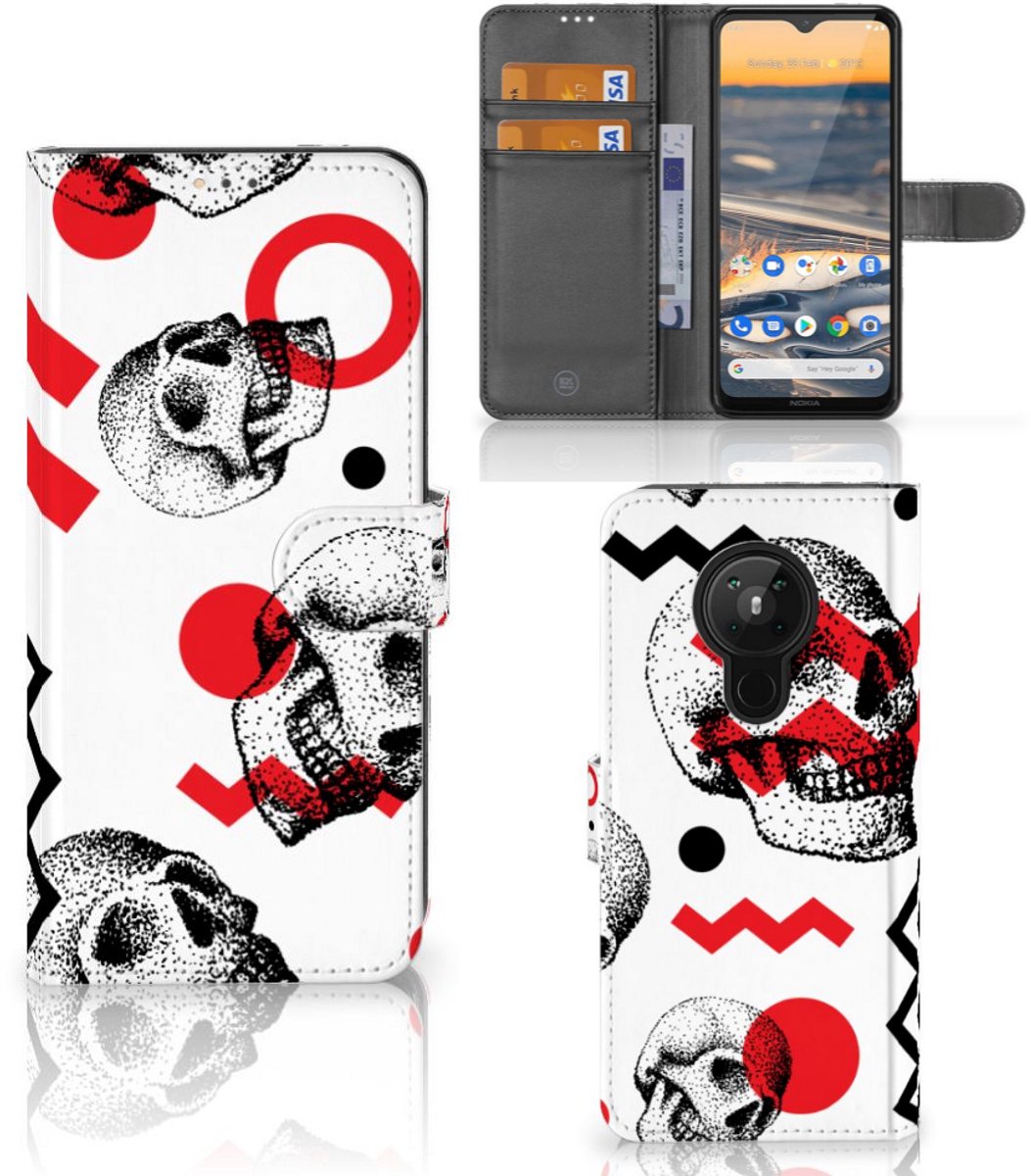 Telefoonhoesje met Naam Nokia 5.3 Skull Red