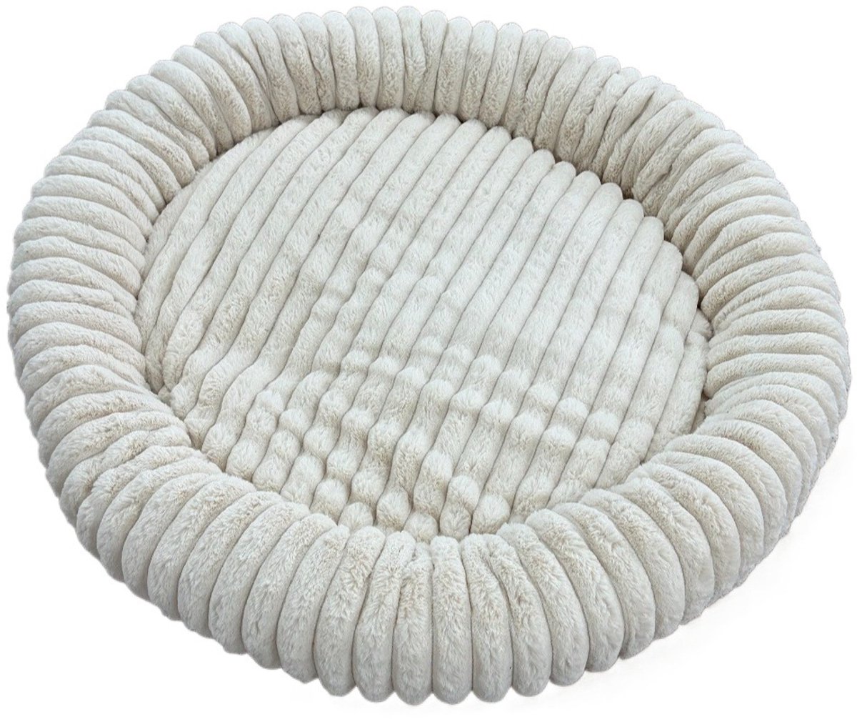 Donut Hondenmand 100 cm - Ronde huisdier nesten - Fluffy Hondenkussen - wasbaar - Anti-slip Mat Onderkant - voor grote honden - Anti Stress & Kalmerende Werking - Hondenmand rond - Comfortabele Slaapmand - Luxe Dierenbenodigdheden - Dog Bed - beige
