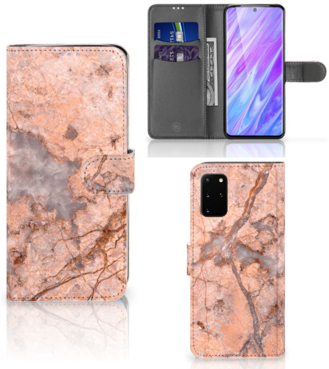 Samsung Galaxy S20 Plus Bookcase Marmer Oranje