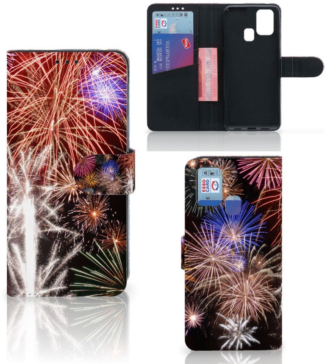 Samsung Galaxy M31 Wallet Case met Pasjes Vuurwerk
