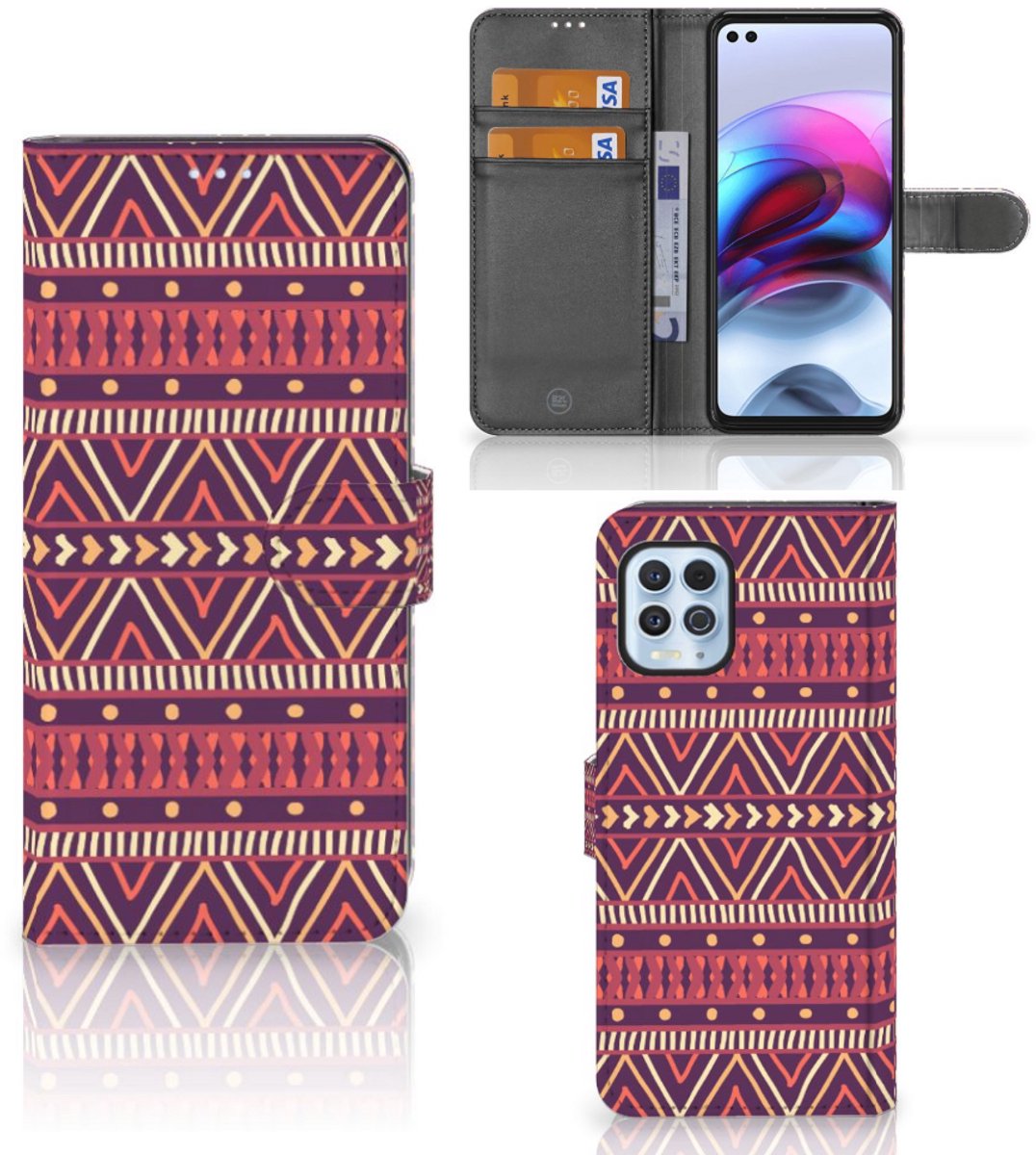 Motorola Moto G100 Telefoon Hoesje Aztec Paars