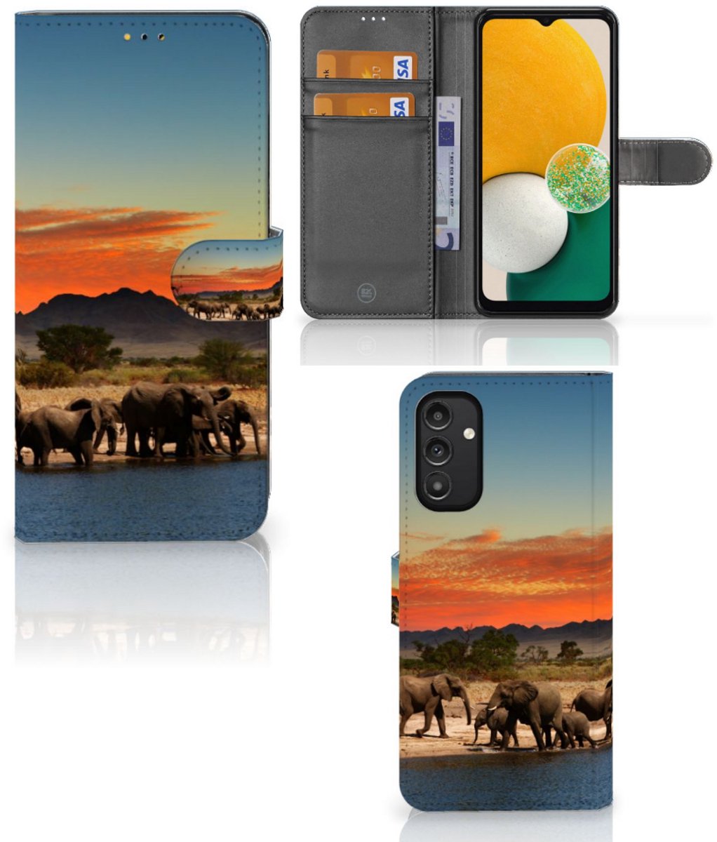 Samsung Galaxy A14 5G Telefoonhoesje met Pasjes Olifanten