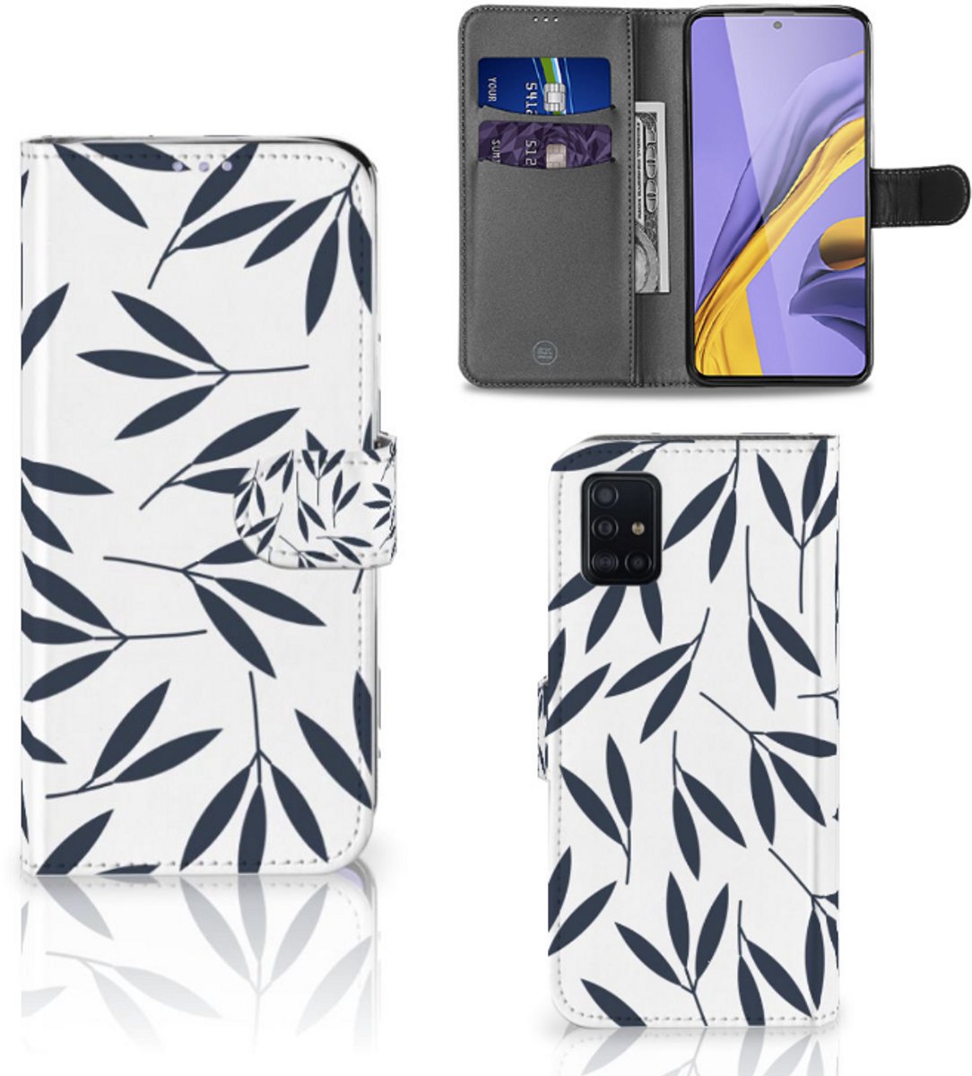 Samsung Galaxy A51 Hoesje Leaves Blue