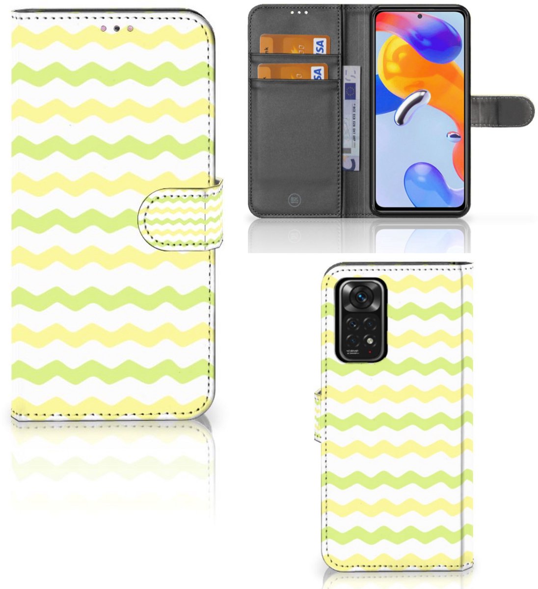 Book Case voor Xiaomi Redmi Note 11 Pro 5G/4G Telefoon Hoesje Waves Yellow