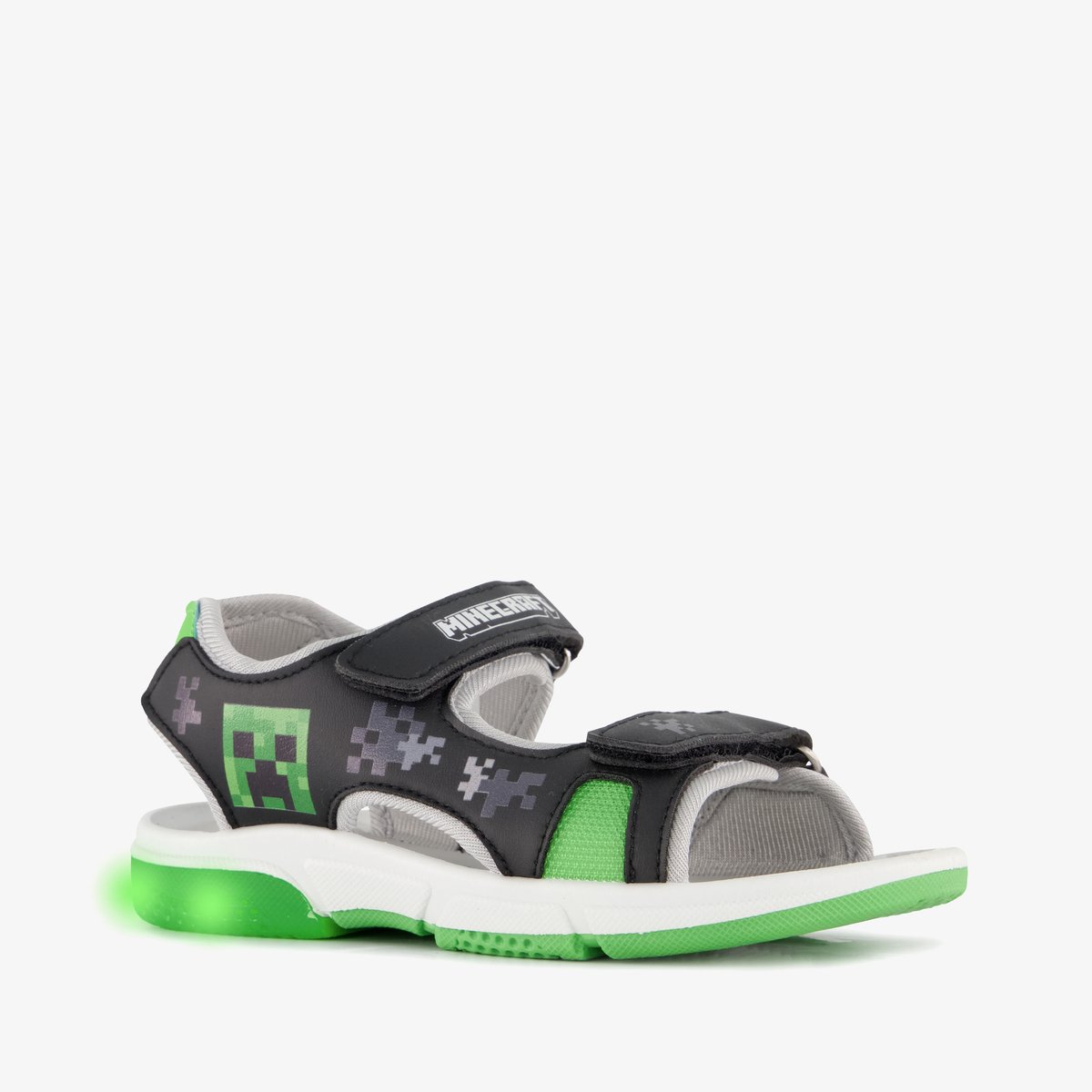 Minecraft jongens sandalen met lichtjes zwart groen - Maat 31