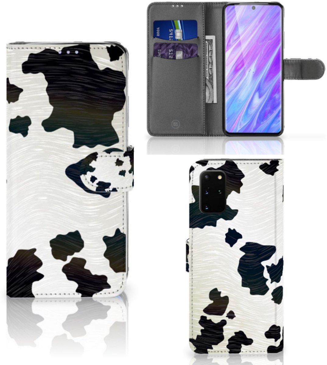 Samsung Galaxy S20 Plus Telefoonhoesje met Pasjes Koeienvlekken