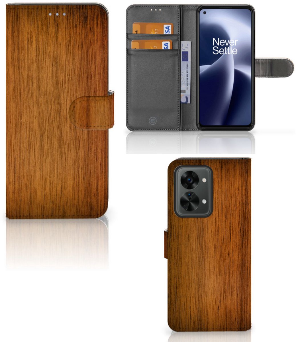 OnePlus Nord 2T Book Style Case Donker Hout