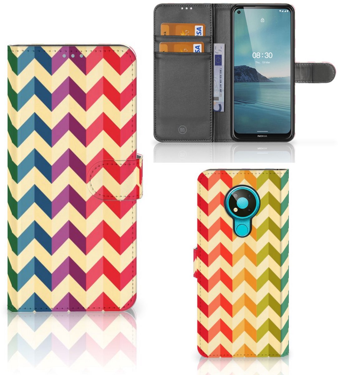 Nokia 3.4 Telefoon Hoesje Zigzag Multi Color