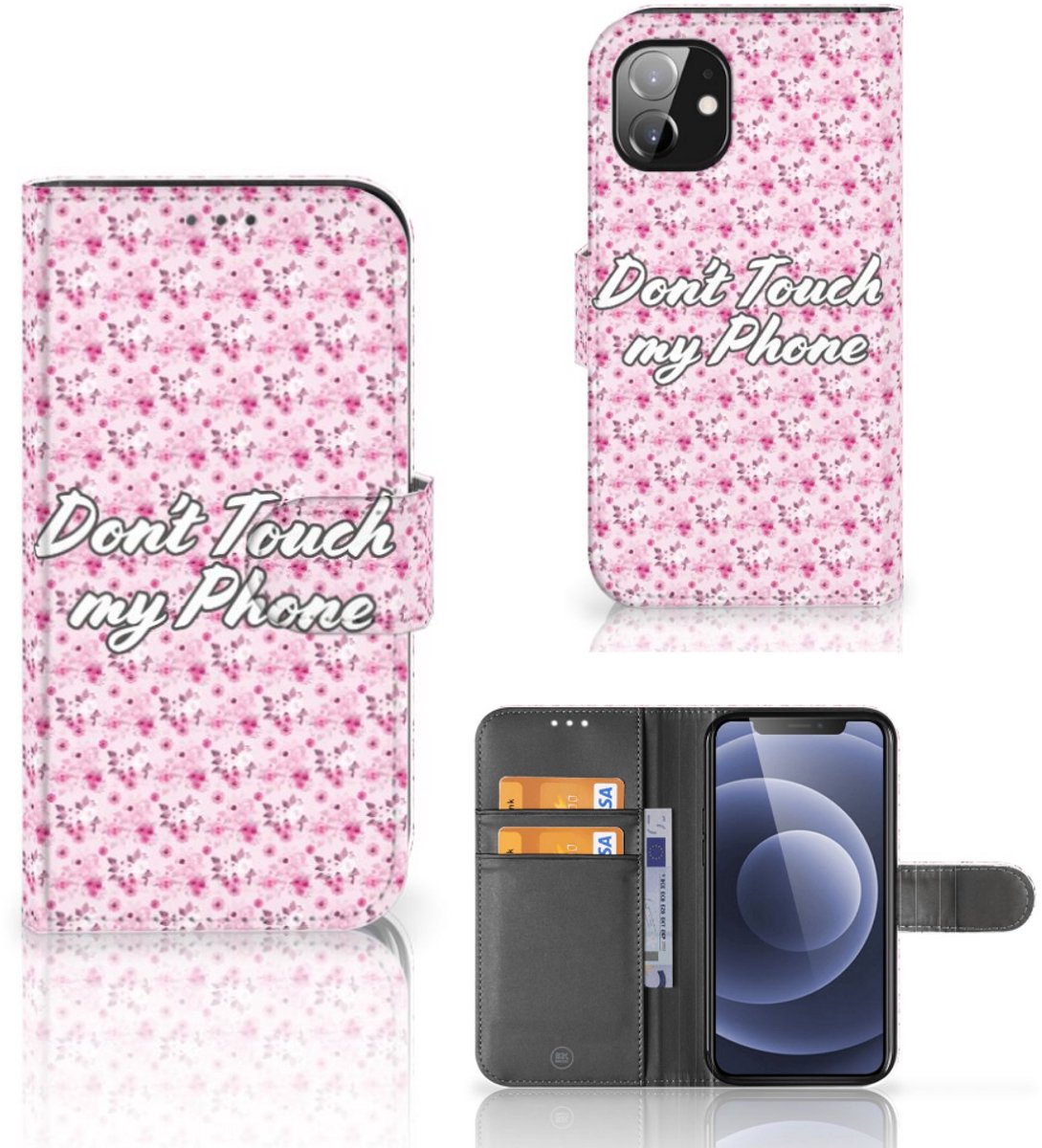 Apple iPhone 12 Mini Portemonnee Hoesje Flowers Pink DTMP