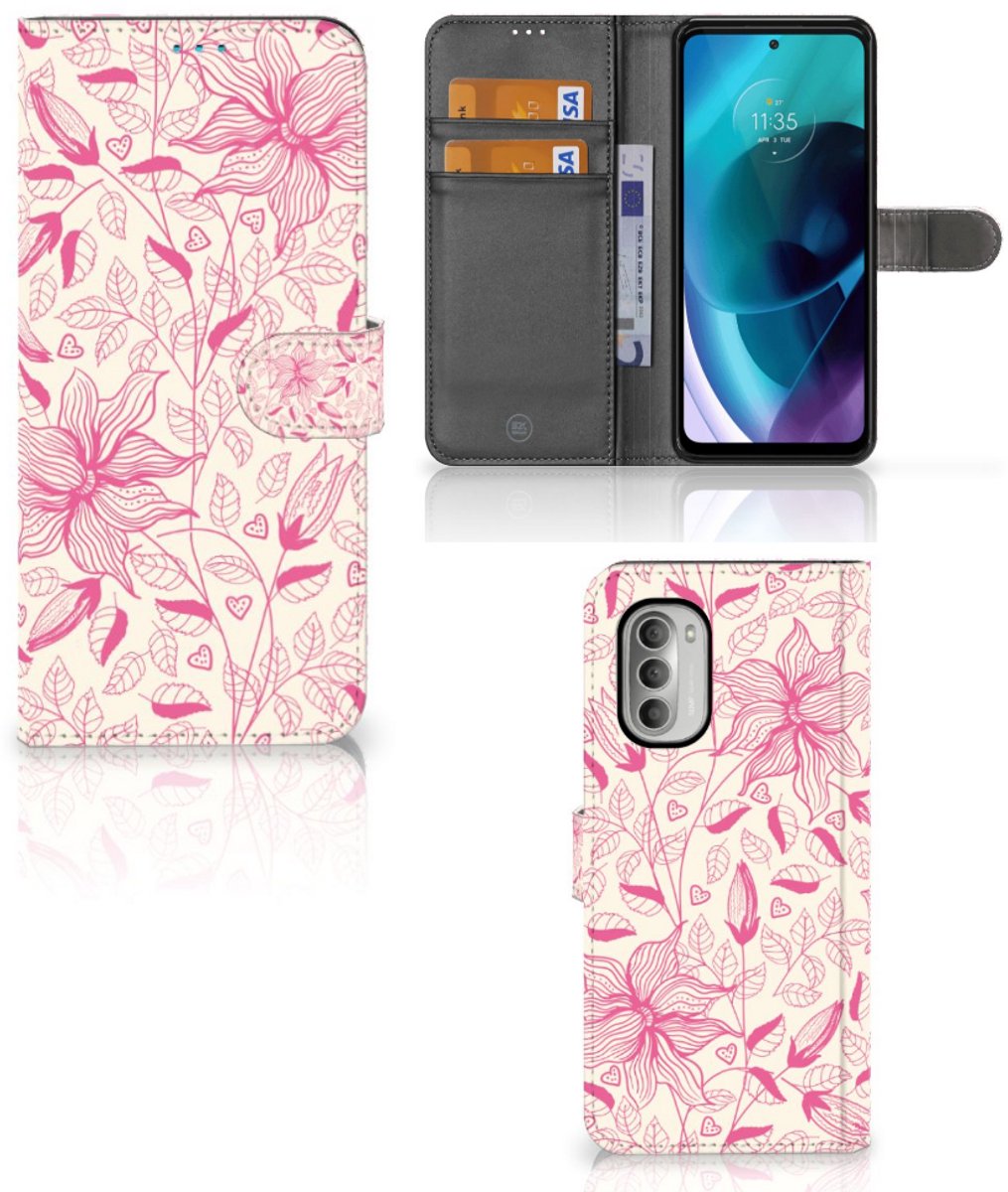 Motorola Moto G51 5G Hoesje Pink Flowers
