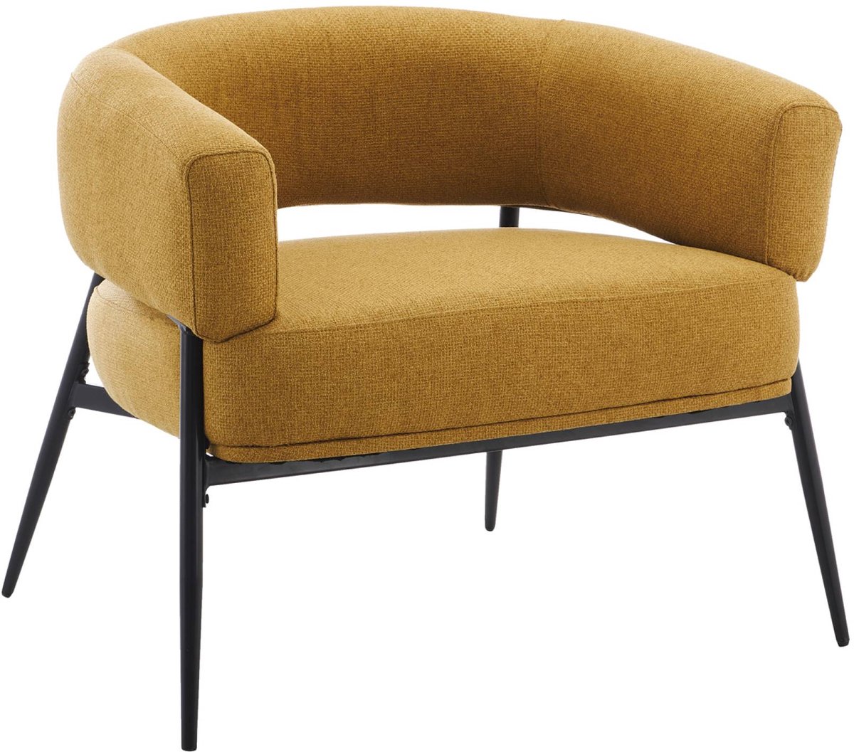 sweeek Fauteuil stof gebogen rugleuning metalen frame l 81,5 x b 72,5 x h 69 cm - cristo Mosterdgeel