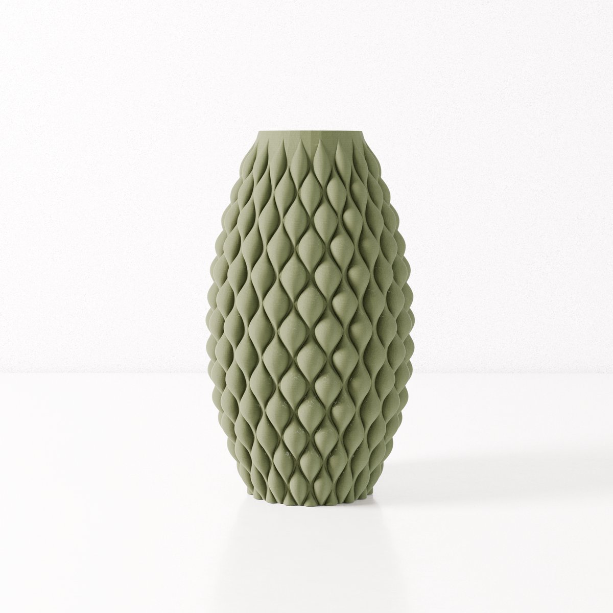 Fleuriek vaas AMELIA - Groen H40 cm - Hoge decoratieve vaas met verfijnd patroon - Stijlvolle blikvanger voor kast of dressoir - Organisch reliëf