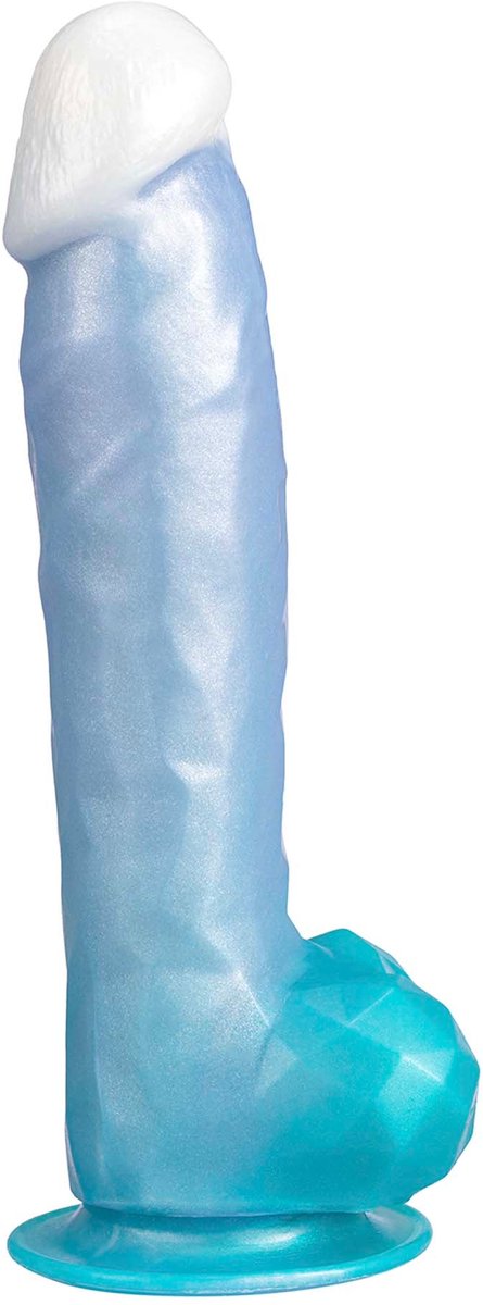 SILEXD - Angel Dildo - Vloeibare Silicone Dildo - 18.5 x 4.1 cm - Blauw/Wit/Turquoise
