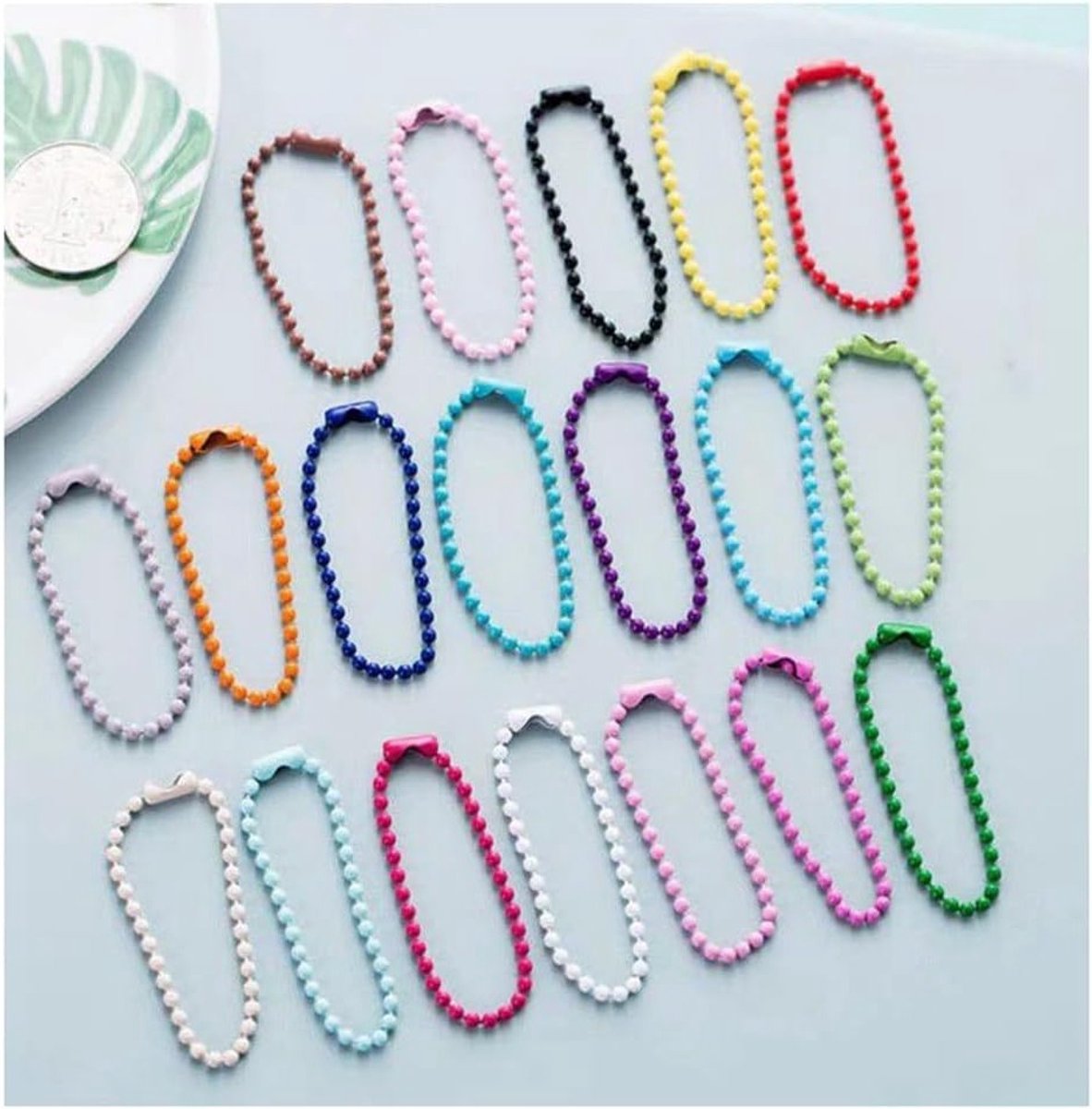 Kleurige Ball Chains voor Sleutelhangers, Kettingen en Creatieve Projecten - 200 Stuks Metaal met Verbindingen voor Sieraden en Hangen