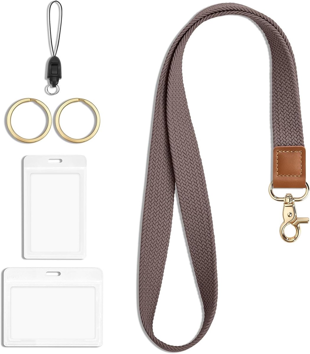 ID Kaart Houder met Lanyard en Strap voor Sleutelhanger en ID Kaarten - Donkerpaars, Duurzaam en Handig