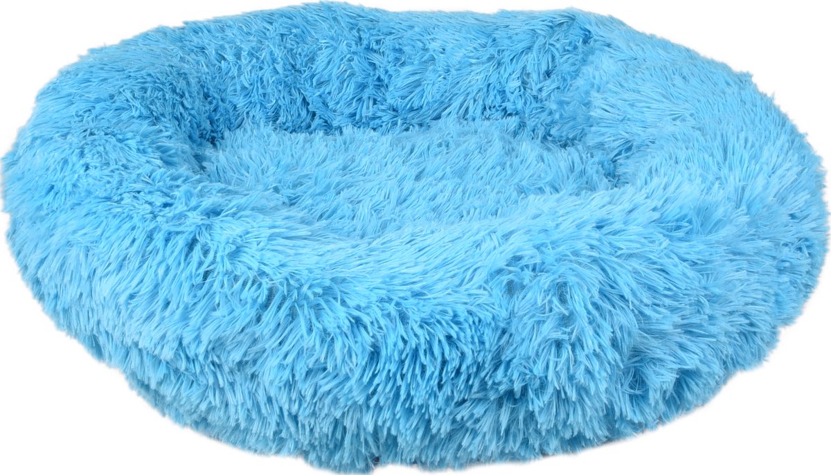 Bol.com Flamingo Mand "Krems" – Rond – Blauw – 50 x 32 x 18 cm – Comfortabele Mand voor Katten en Kleine Honden zoals Chihuahua,... aanbieding